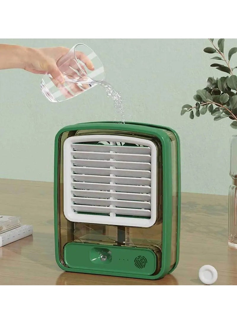 DubaiGallery Small Personal Desk Fan with Mist Spray,LED Night Light,Electric Battery Operated Water Misting Fan,USB Rechargeable Portable Quiet Mini Desktop Table Cooling Fan for Office,Camping,Indoor,Outdoor  - Image 3