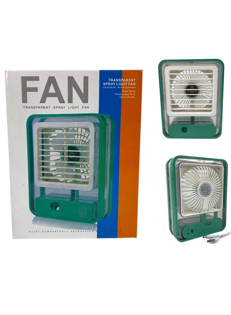DubaiGallery Small Personal Desk Fan with Mist Spray,LED Night Light,Electric Battery Operated Water Misting Fan,USB Rechargeable Portable Quiet Mini Desktop Table Cooling Fan for Office,Camping,Indoor,Outdoor  - Image 4