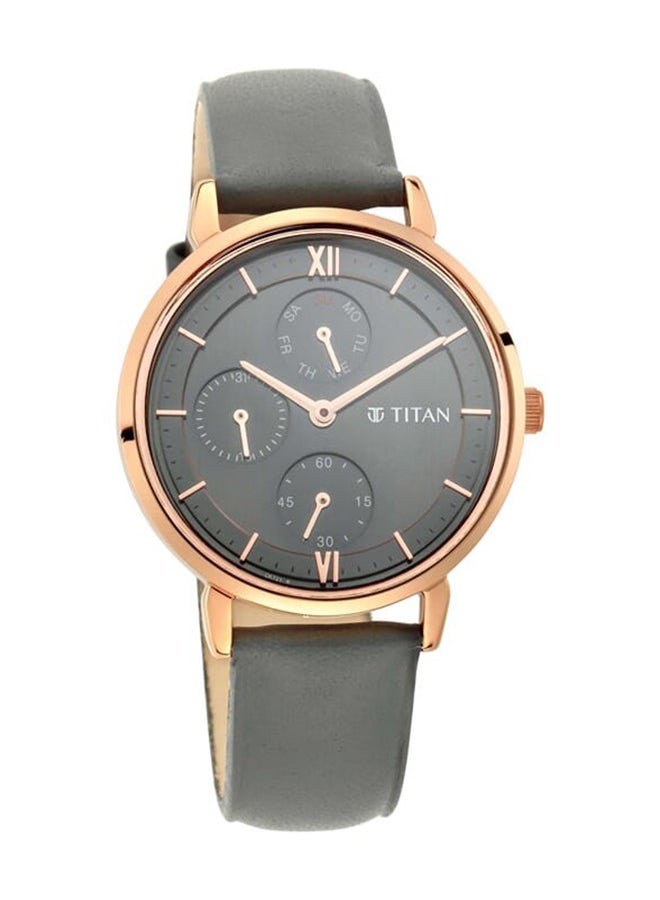 TITAN Workwear Watch With Grey Dial Leather Strap 2652Wl02  - Image 2