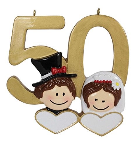 WorldWide Personalized 50th Year Anniversary Ornament - Golden Wedding Anniversary Keepsake - Couple Wedding Christmas Ornament - Unique for Parents, Grandparents - Image 1