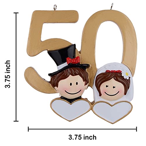 WorldWide Personalized 50th Year Anniversary Ornament - Golden Wedding Anniversary Keepsake - Couple Wedding Christmas Ornament - Unique for Parents, Grandparents - Image 5