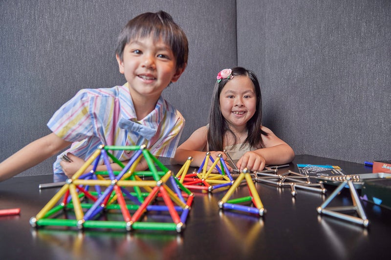 CMS MAGNETICS - (156-Piece Multi-Color Magnet Building Toy Tin Box Case Construction Sticks Set STEM Educational Learning Activity for Brain Development, Creativity, Imagination, Attention Span - Image 3