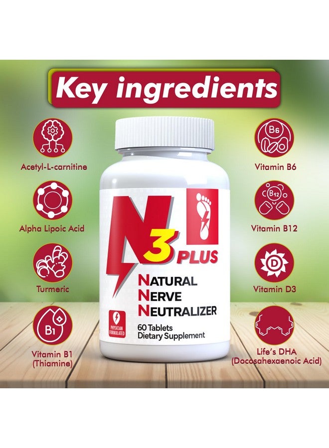 N3 Natural Nerve Neutralizer Plus - Nerve Support Supplement with Vitamin D3, B1, B6 & B12, Life’s DHA, Alpha Lipoic Acid, Acetyl-L-Carnitine & Turmeric - Nerve Repair & Regeneration Formula (Tablets) - Image 4