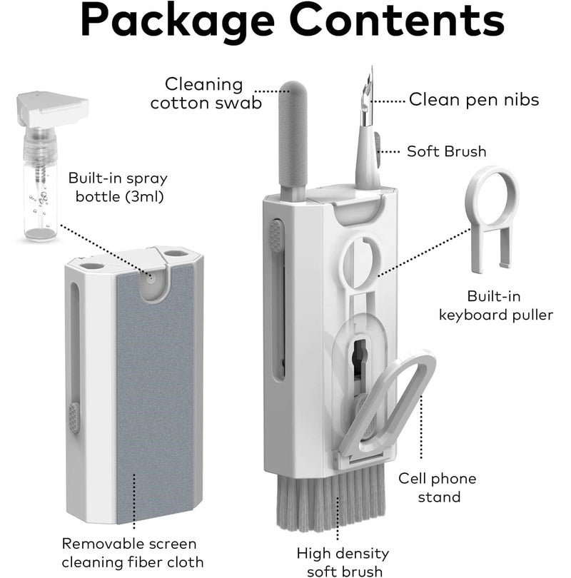 GadgetBite 8 in 1 Laptop and Electronics Cleaner Kit, Practical Tools Set for Cleaning Mobile Phones, PC Monitors, Laptops, and More, White Color, Complete and Efficient Cleaning Solution - Image 4