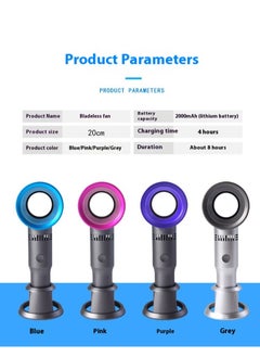 OUYoo USB Rechargeable Portable Bladeless Fan Handheld,Mini Cooler No Leaf Handy Fan with 3 Speed Adjustable Stand up Small Personal Fan Foldable for Home Office Outdoor Travel  - Image 3