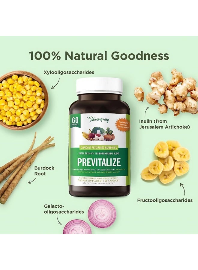 BB Company BB Company Provitalize & Previtalize Everyday Probiotic & Natural Prebiotic Formula with Natural Added Herbs for Women Promote Gut Health Digestive Function, 60 Capsules Pack of 2  - Image 4