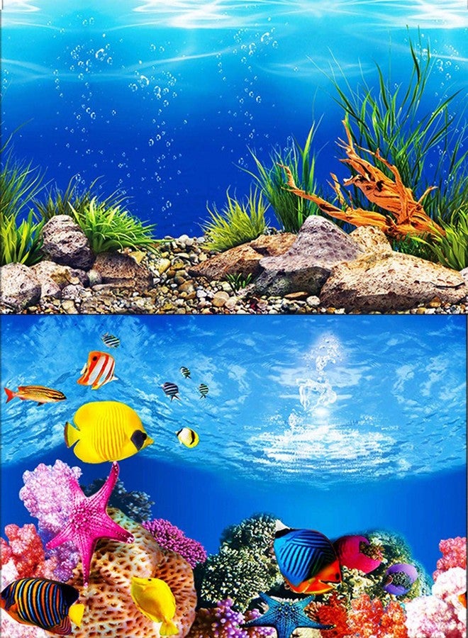 ELEBOX New 20" x 48" Fish Tank Background Paper Wallpaper 2 Sided Colorful Seaweed Water Plants Aquarium Background HD Poster Decorations - Image 1