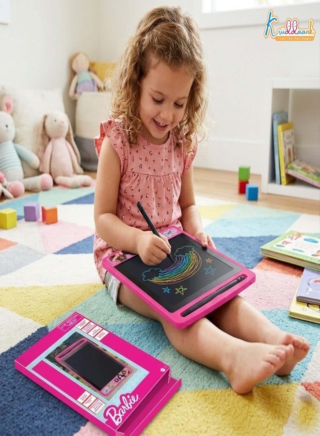 Kriiddaank Barbie LCD Writing Tablet for Kids -10-inch Portable Digital Drawing Pad, Pink Electronic E-Writer & Erasable Doodle Board, Eco-Friendly Educational Toy for Girls 3+, One-Key Clear Function - Image 4