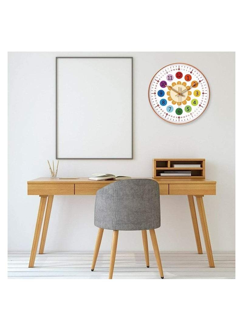 KASTWAVE Learning Clock for Kids Telling Time Teaching Clock Kids Room Wall Decor Silent Non Ticking Analog Battery Operated Learning Clock for Kids Room Bedrooms Playroom School - Image 3