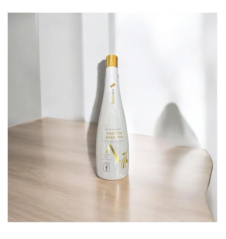 Protein queen Protein Treatment Set Braziliian Style With Castore Oil and Collagen Hair Boast. 1000ml each White. (Shampoo 1) - Image 1