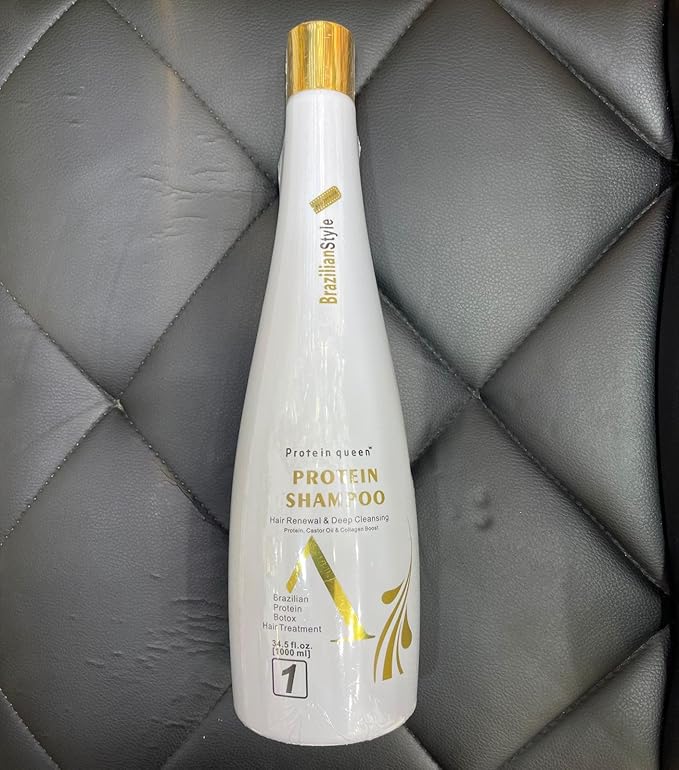 Protein queen Protein Treatment Set Braziliian Style With Castore Oil and Collagen Hair Boast. 1000ml each White. (Shampoo 1) - Image 2