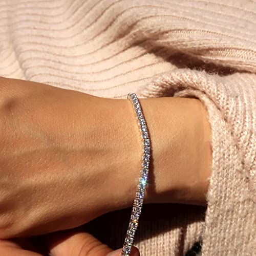 Zeffy Tennis Necklace Jewelry Sets for Women, White Gold Plated Jewelry Set with White AAA Cubic Zirconia, rhinestone choker necklaces, Bridal Jewelry Set for Wedding - Image 4