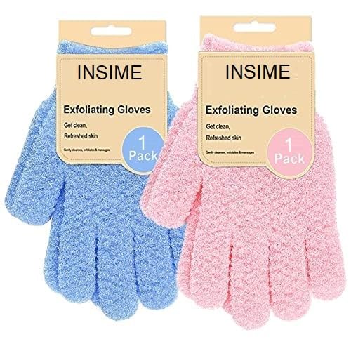 INSIME Premium Skin exfoliating Shower body gloves for bathing (2 pairs) | Dual texture Hydro Body scrub Deep Exfoliate gloves for dead skin | Spa massage, body scrubber, bathing hand gloves for Women & Men - Image 1