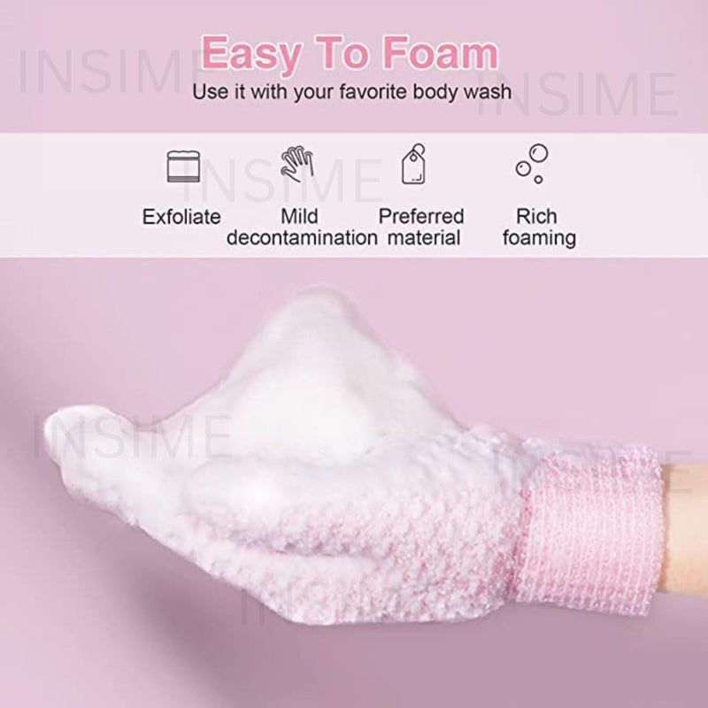 INSIME Premium Skin exfoliating Shower body gloves for bathing (2 pairs) | Dual texture Hydro Body scrub Deep Exfoliate gloves for dead skin | Spa massage, body scrubber, bathing hand gloves for Women & Men - Image 5