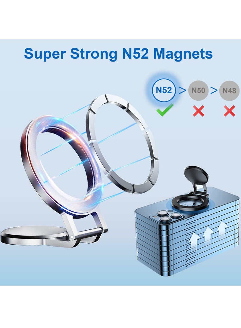 كاست ويف حامل هاتف للسيارة من ماج سيف، حامل هاتف مغناطيسي للوحة القيادة للسيارة، تصميم معدني بالكامل، مناسب لجراب ماج سيف لهواتف آيفون 14 13 12 برو/ماكس/ميني/بلس (فضي) - Image 2