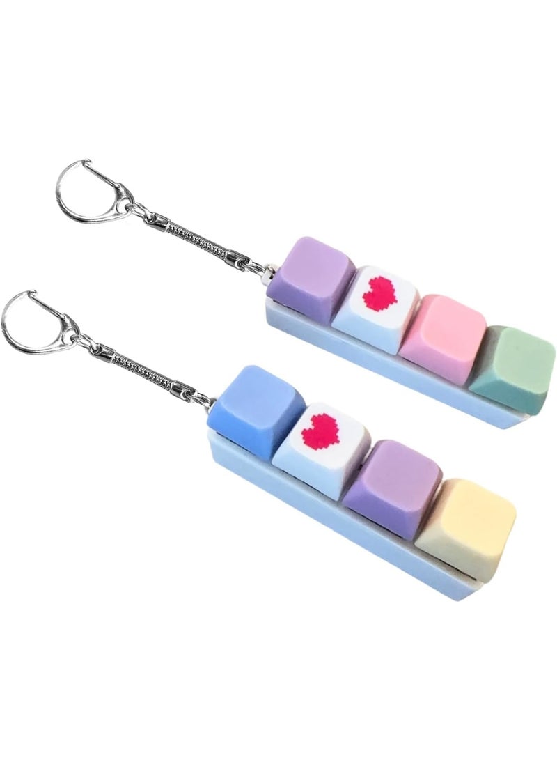 SYOSI Keyboard Fidget Toy, Heart Fidget Toys for Kids & Adults, Multi-Functional Stress Relief Keyboard Fidget Toys, Creative Heart Design Fidget Keyring for Stress Relief & Focus (2 Pcs,Pink, Blue) - Image 1