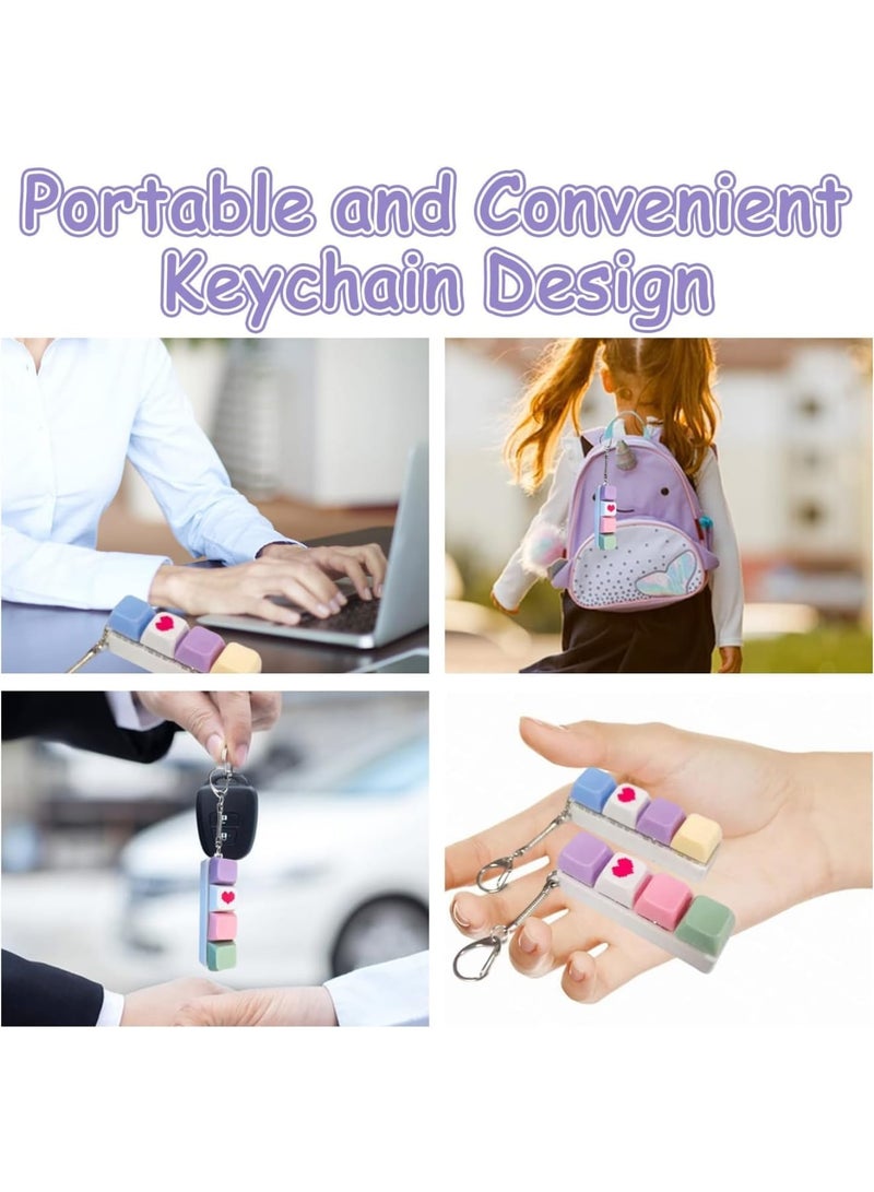 SYOSI Keyboard Fidget Toy, Heart Fidget Toys for Kids & Adults, Multi-Functional Stress Relief Keyboard Fidget Toys, Creative Heart Design Fidget Keyring for Stress Relief & Focus (2 Pcs,Pink, Blue) - Image 5