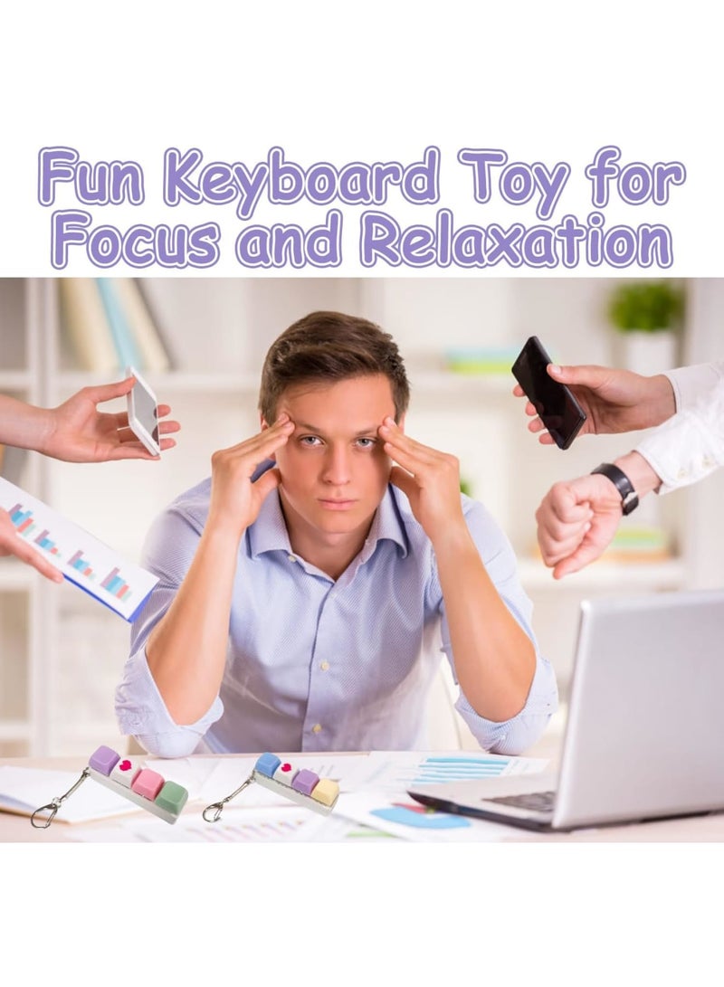 SYOSI Keyboard Fidget Toy, Heart Fidget Toys for Kids & Adults, Multi-Functional Stress Relief Keyboard Fidget Toys, Creative Heart Design Fidget Keyring for Stress Relief & Focus (2 Pcs,Pink, Blue) - Image 2