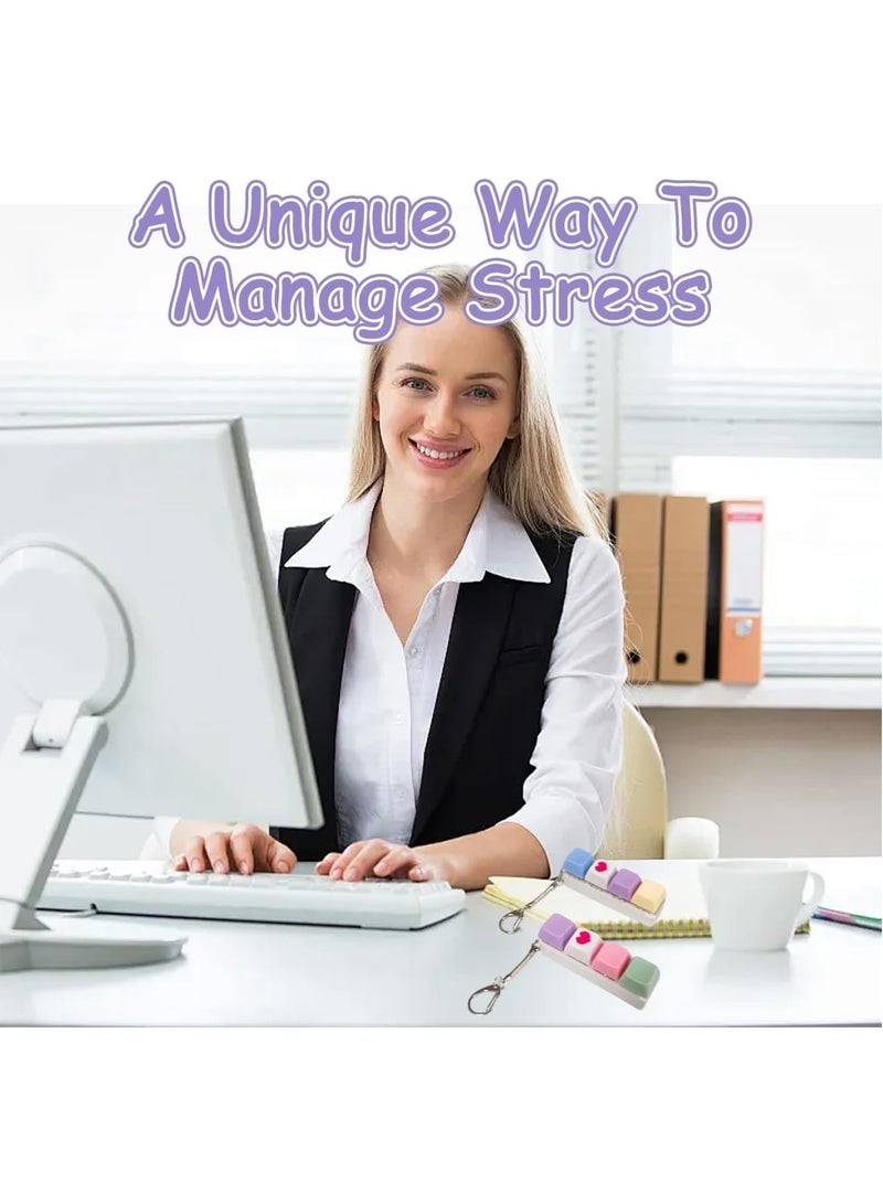 SYOSI Keyboard Fidget Toy, Heart Fidget Toys for Kids & Adults, Multi-Functional Stress Relief Keyboard Fidget Toys, Creative Heart Design Fidget Keyring for Stress Relief & Focus (2 Pcs,Pink, Blue) - Image 4