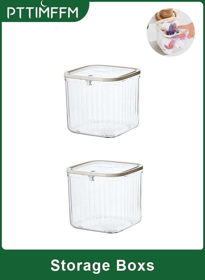PTTIMFFM 2 Pack Clear Coffee Pod Organizer with Pop-Up Lid, Transparent PET Storage Boxes for Coffee Bar, Kitchen & Pantry - Image 1