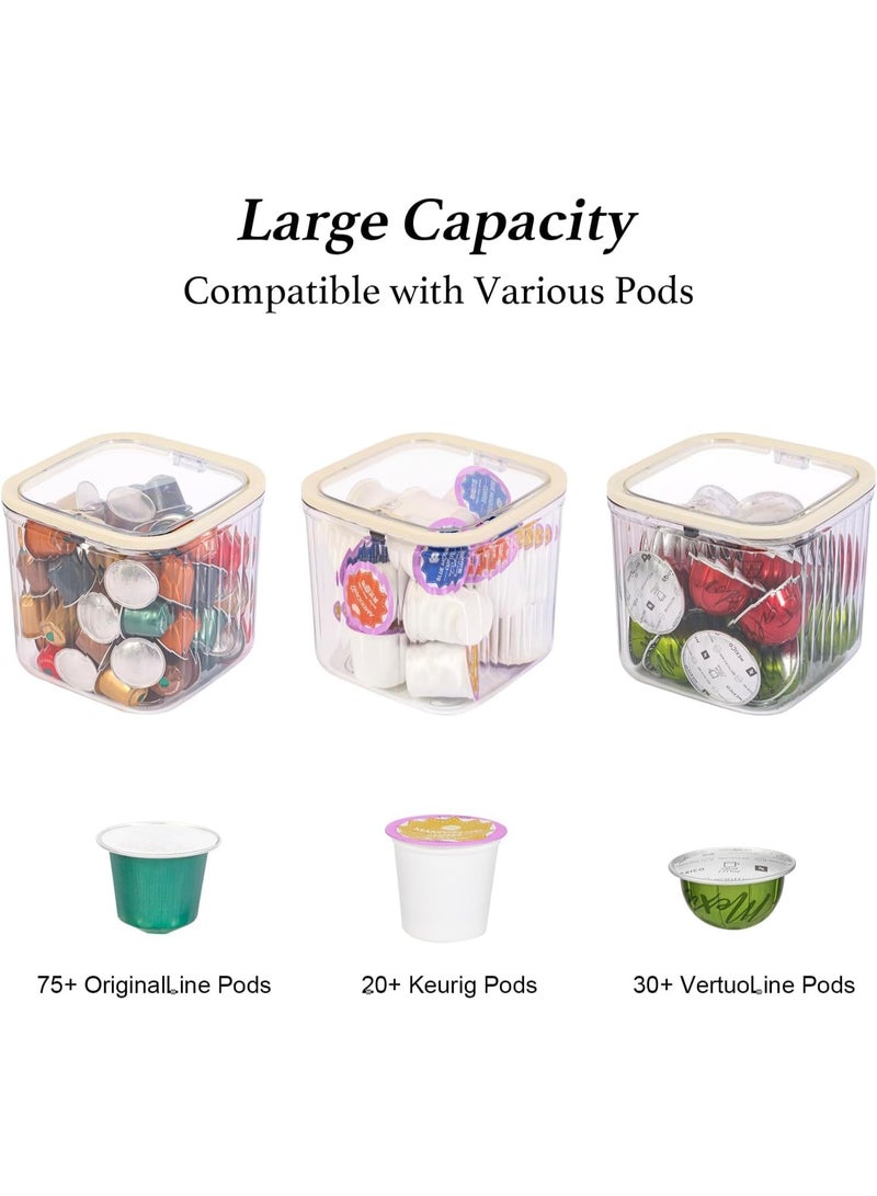 PTTIMFFM 2 Pack Clear Coffee Pod Organizer with Pop-Up Lid, Transparent PET Storage Boxes for Coffee Bar, Kitchen & Pantry - Image 3