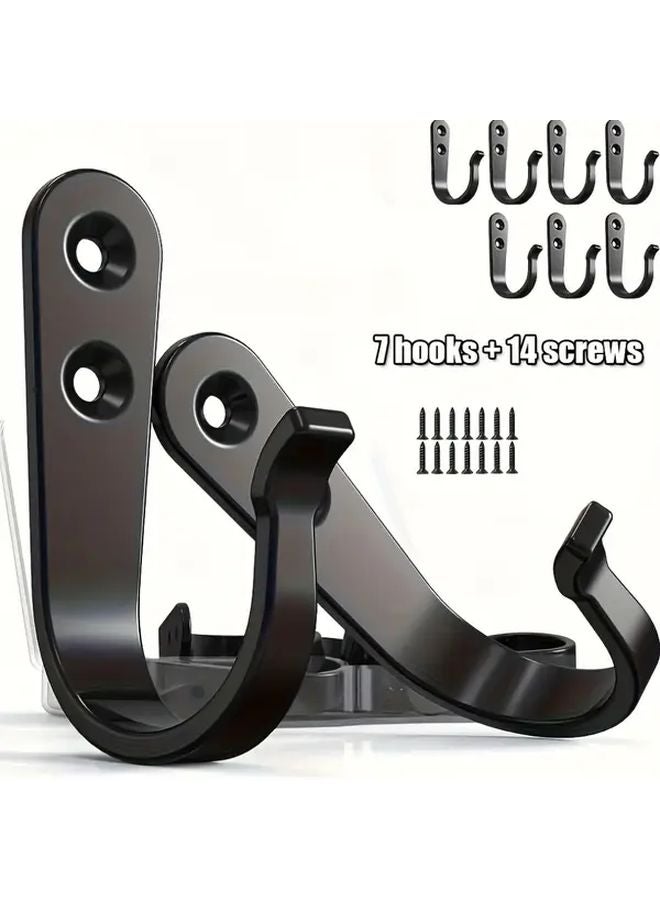 Heavy Duty Iron Coat Hooks Wall Mounted 7 Hooks 14 Screws Rust Resistant Home Office - Image 2
