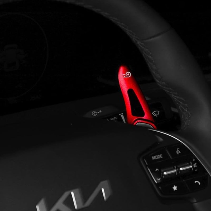 sumaikeji Aluminum Alloy Steering Wheel Shift Paddle Extension Cover for Kia EV6 (2022-2023) - Red - Image 4