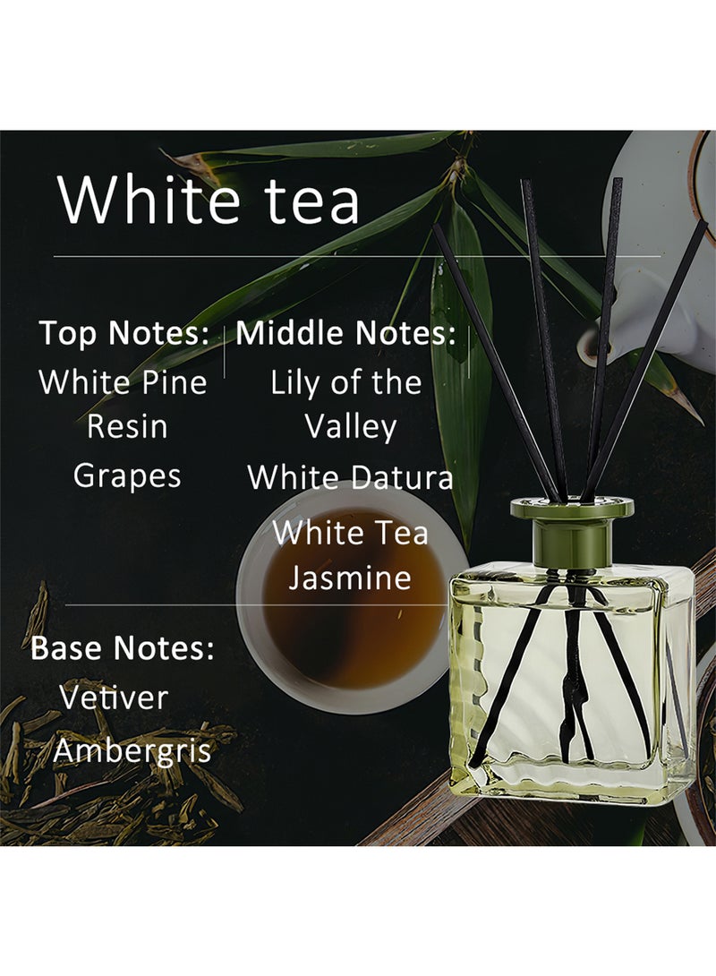 معطّر جو منزلي من القصب، معطر جو برائحة الشاي مع 4 أعواد، معطر جو بزيت عطري طبيعي يدوم طويلاً - 200 مل (شاي أبيض) - Image 2