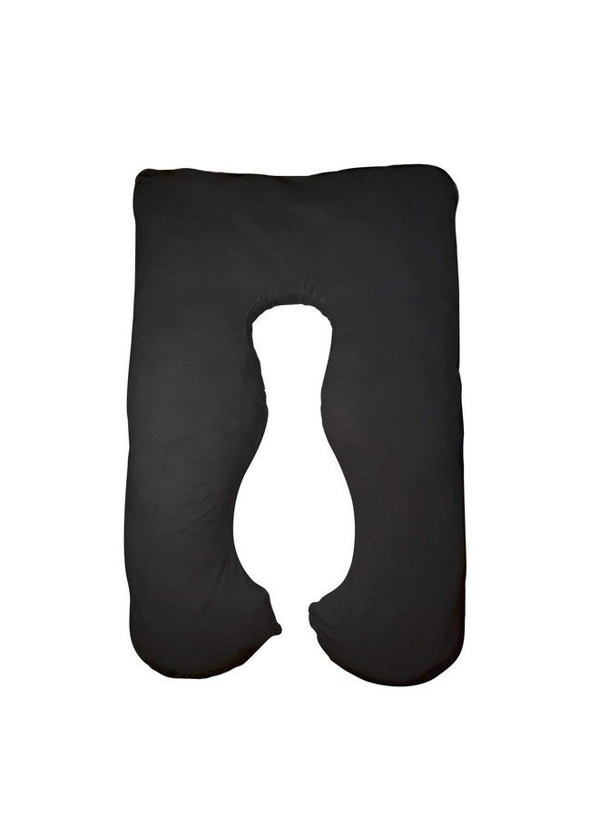 Betty Dain Betty Dain Pregnancy Full Body U-Shaped Pillowcase Replacement Cover, Universal Fit, 100% Jersey Knit Cotton, Soft and Stretchy, Dual Zippers, Black - Image 1
