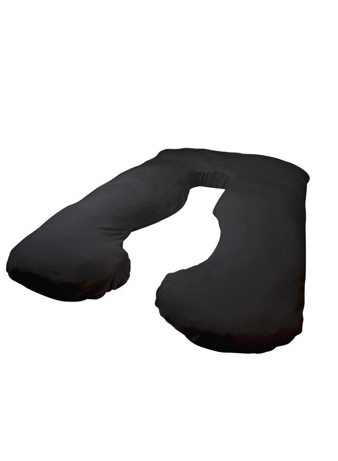 Betty Dain Betty Dain Pregnancy Full Body U-Shaped Pillowcase Replacement Cover, Universal Fit, 100% Jersey Knit Cotton, Soft and Stretchy, Dual Zippers, Black - Image 2