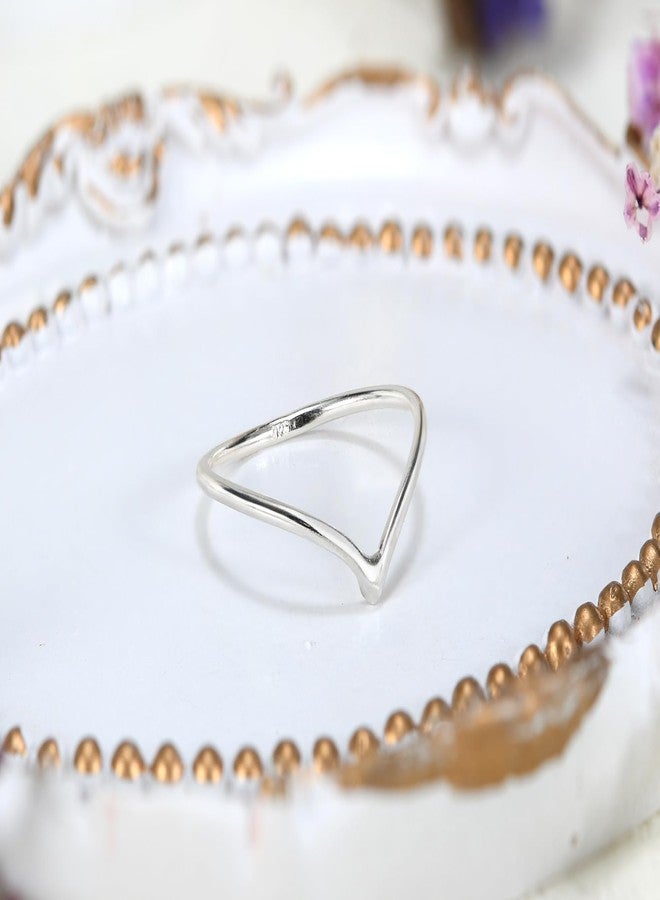 ايرافيدا خاتم إيرافيدا العصري والكلاسيكي بتصميم موجة شيفرون من الفضة الإسترليني عيار 925 قابل للتكديس (10) | مجوهرات فضية أنيقة للنساء - Image 3