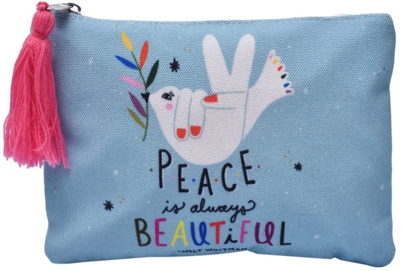 Indian-Shelf Handmade 'Peace is Always Beautiful' Pouch Crossbody Bags for Women| Travel Case| Cosmetic Bags for Women| Women Pouch| Girls Pouch| Party Use Pouch| Make up Pouch Bag| Great Gifts Idea Pouch - Image 4