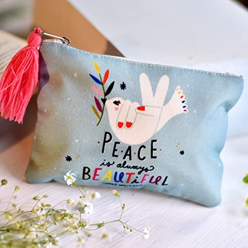 Indian-Shelf Handmade 'Peace is Always Beautiful' Pouch Crossbody Bags for Women| Travel Case| Cosmetic Bags for Women| Women Pouch| Girls Pouch| Party Use Pouch| Make up Pouch Bag| Great Gifts Idea Pouch - Image 3