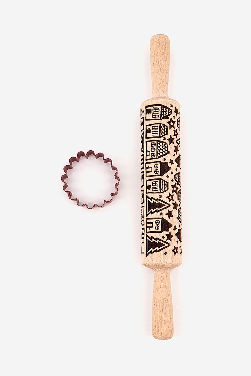 Tchibo 2 Pcs Rolling Pin With Molding, Red - Image 2