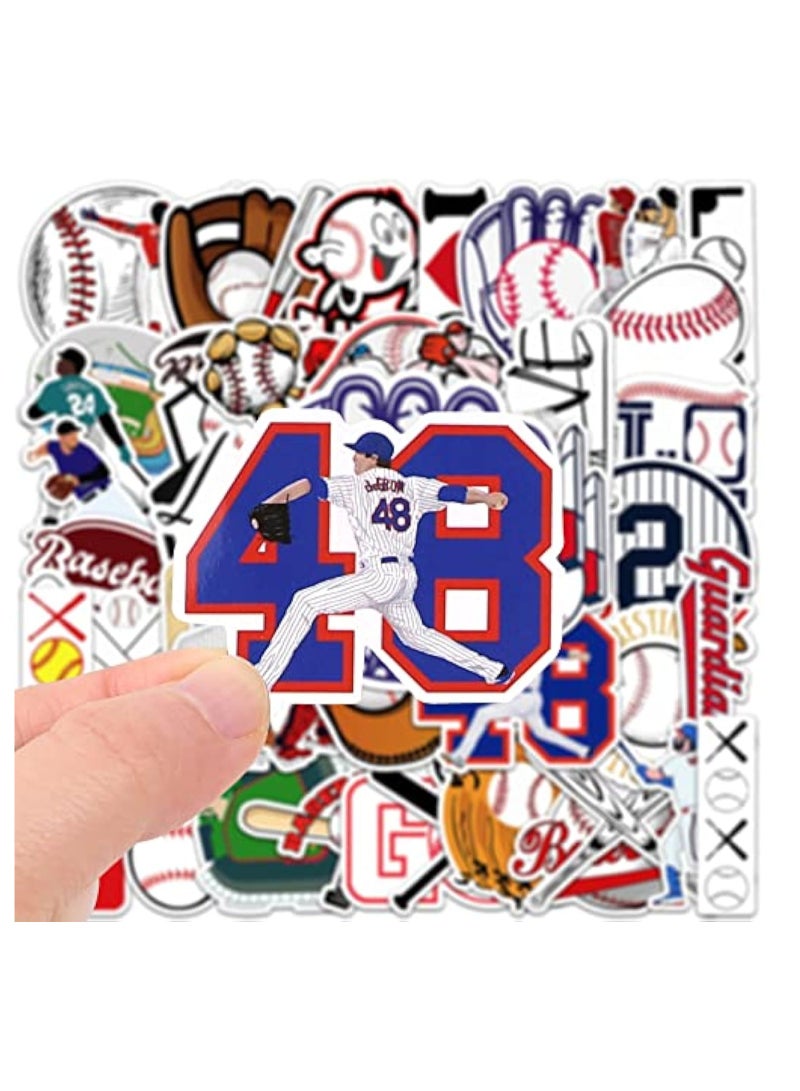 KASTWAVE 50pcs Baseball Stickers, Anime Stickers, Cartoon Characters Stickers, Waterproof Vinyl Baseball Tattoos for Kids Teens Boys Adults, Sports Decals for Snowboard Laptop Water Bottles Flasks Skateboard - Image 2
