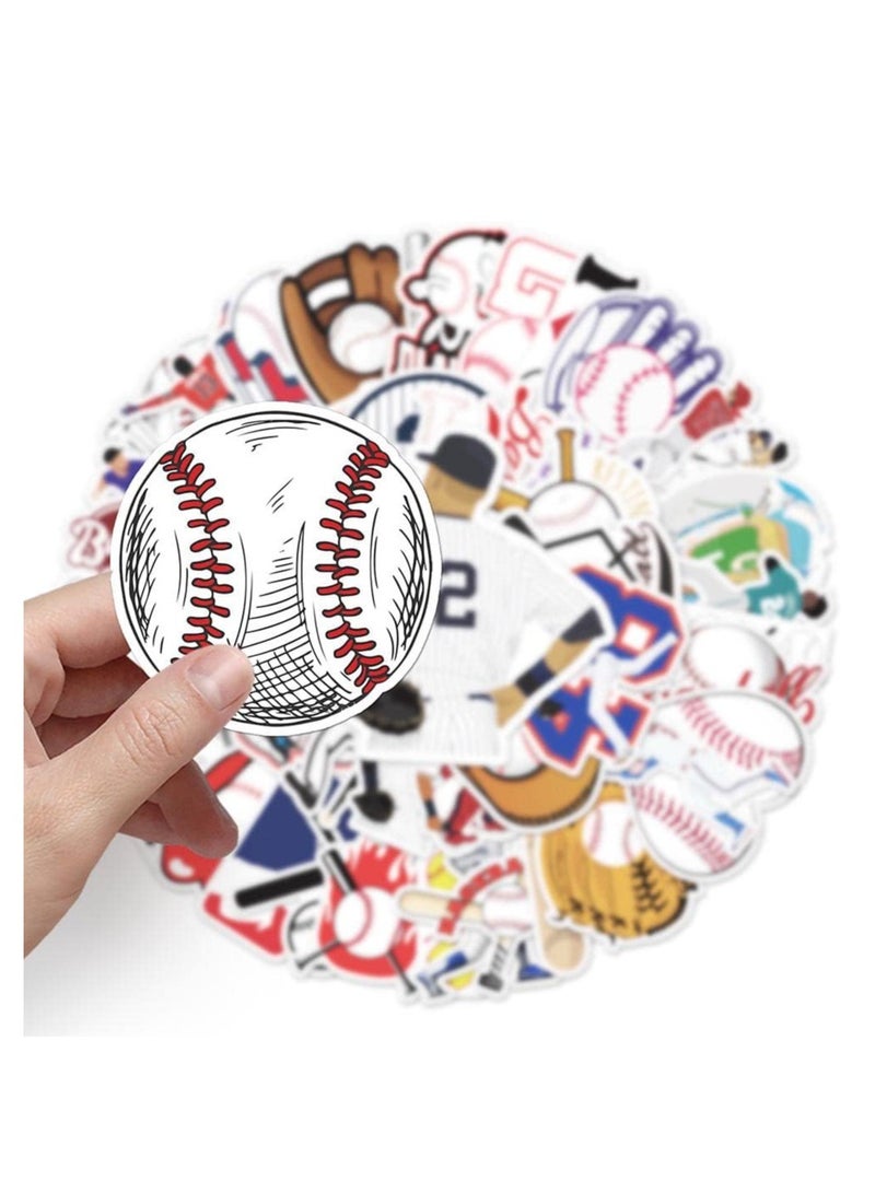 KASTWAVE 50pcs Baseball Stickers, Anime Stickers, Cartoon Characters Stickers, Waterproof Vinyl Baseball Tattoos for Kids Teens Boys Adults, Sports Decals for Snowboard Laptop Water Bottles Flasks Skateboard - Image 3