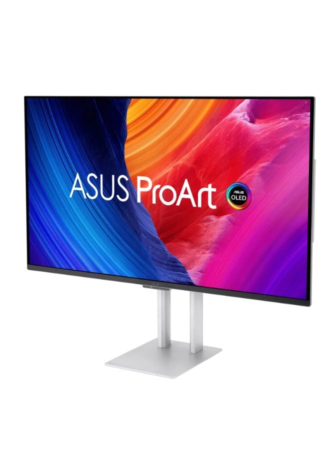 ASUS ProArt Display OLED PA32UCDM 31.5" 4K UHD QD-OLED Professional Monitor, 240Hz, 0.1ms, True 10-Bit Color, 1000-nit Peak HDR, Dolby Vision/HDR10/HLG, Dual Thunderbolt 4 (96W PD), HDMI 2.1, USB Hub, Ergonomic Stand, OLED Burn-In Protection | 90LM03HE-B01K70 Silver - Image 3