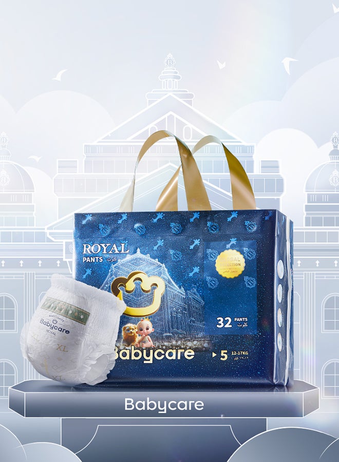 Babycare - Royal Baby Diaper Pants, Size 5 (12–17 Kg), 32 Pieces, BPA-Free, Non-Toxic, Ultra-Absorbent, Leak-Proof, Soft and Breathable, Pull-Up Style, Stretchy Waistband, Hypoallergenic, Gentle on Skin, Comfortable Fit, Easy to Wear, Ideal for Crawlers and Toddlers, Day and Night Use, Durable Coverage - Image 5