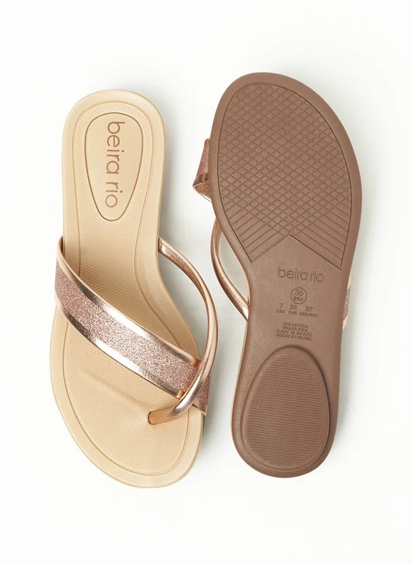 Beira Rio Beira Rio Ladies Flat Sandals Gold Pink | Made In Brazil