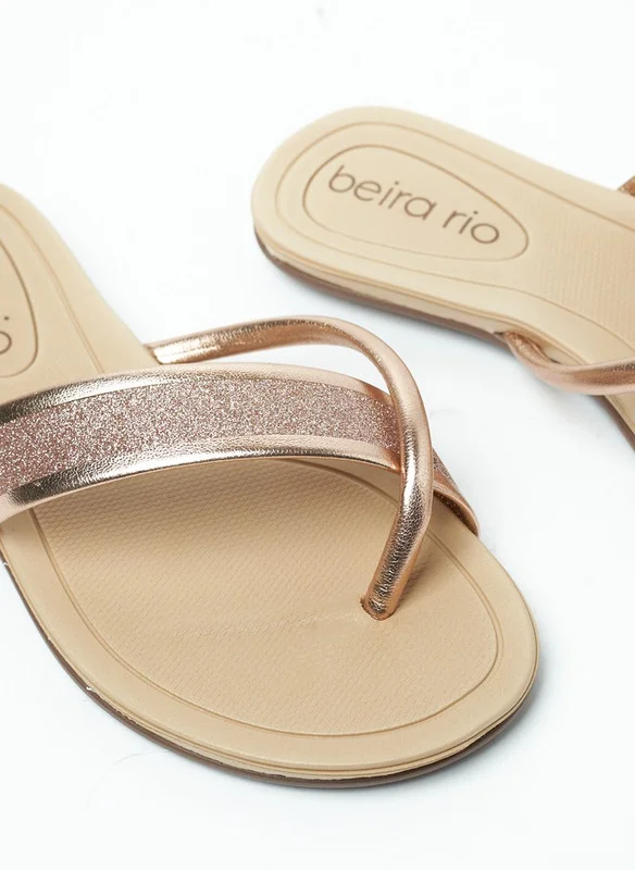 Beira Rio Beira Rio Ladies Flat Sandals Gold Pink | Made In Brazil