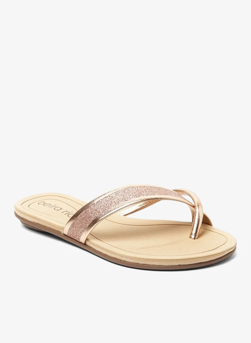Beira Rio  Beira Rio Ladies Flat Sandals Gold Pink | Made In Brazil for Women | Best Price UAE