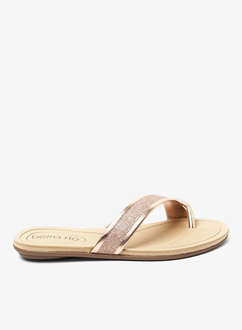 Beira Rio Ladies Flat Sandals Gold Pink | Made In Brazil