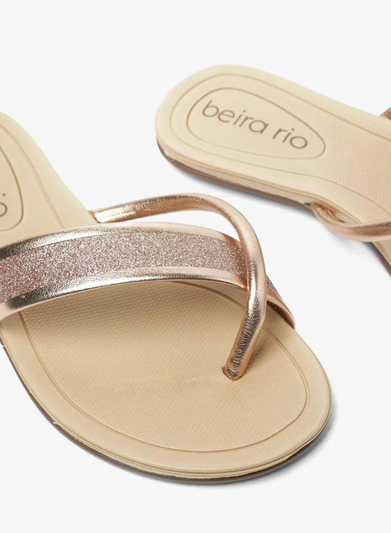 Beira Rio  Beira Rio Ladies Flat Sandals Gold Pink | Made In Brazil for Women | Best Price UAE