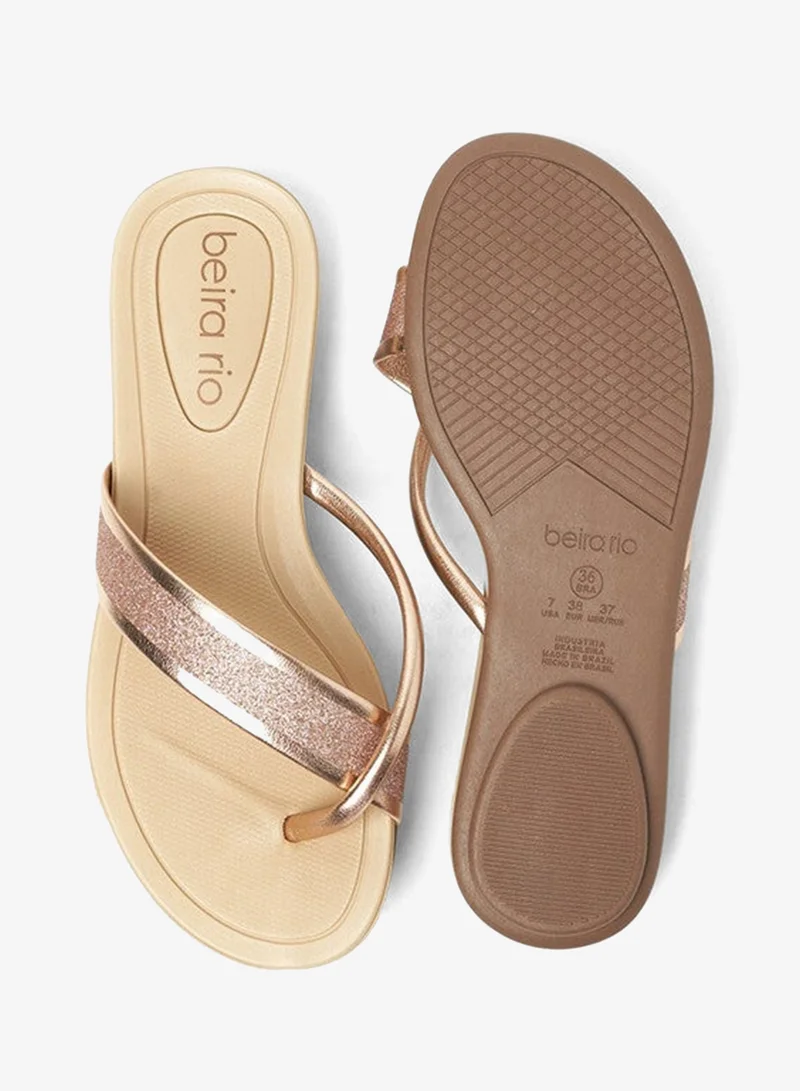 Beira Rio  Beira Rio Ladies Flat Sandals Gold Pink | Made In Brazil for Women | Best Price UAE