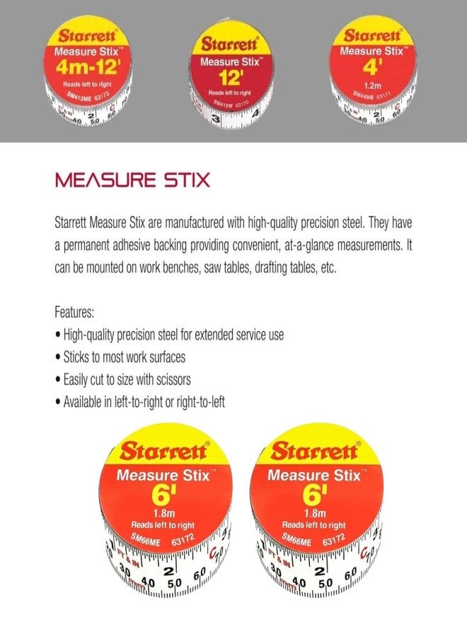 Starrett Tape Measure Stix with Adhesive Backing - Mount to Work Bench, Saw Table, Drafting Table - 3/4" x 2m/6', English Metric, Left-Right Reading - SM66ME - Image 3