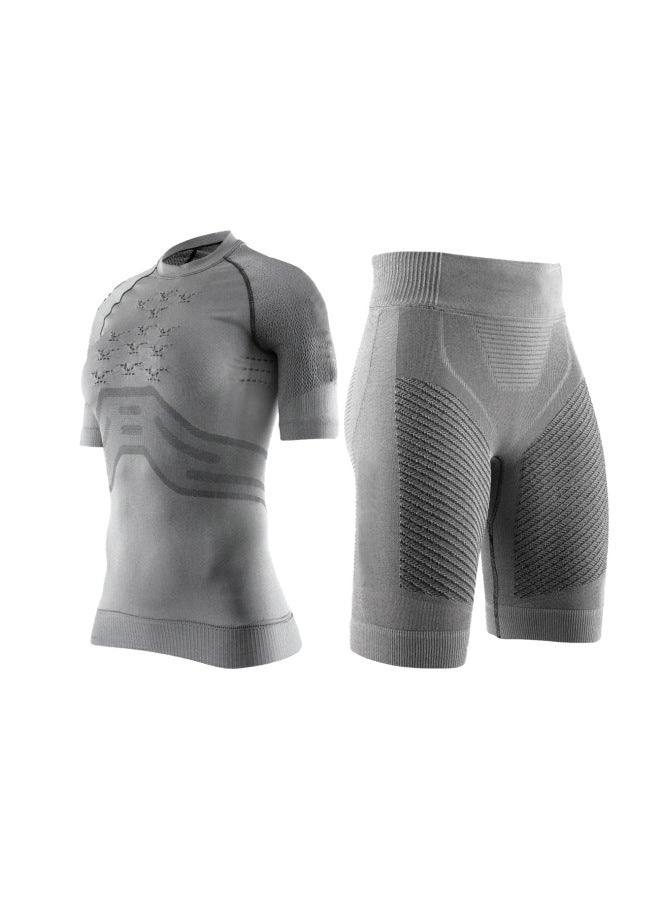 [customized Model Ski Cycling Short-sleeved Shorts Suit Outdoor Sports Running Slim Short-sleeved Five-quarter Pants