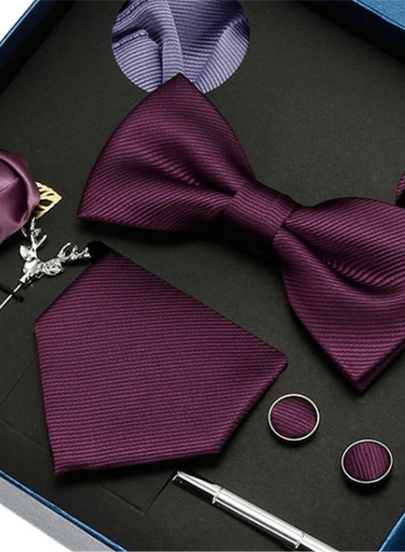 8 Pcs Men's tie pocket square cufflinks bow tie brooch set men's gift box set  - Image 4
