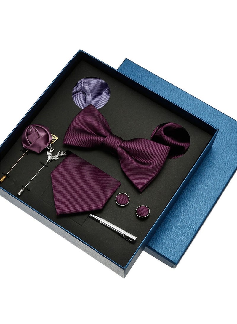 8 Pcs Men's tie pocket square cufflinks bow tie brooch set men's gift box set  - Image 1