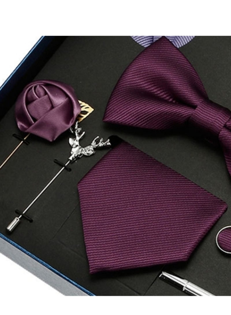 8 Pcs Men's tie pocket square cufflinks bow tie brooch set men's gift box set  - Image 2