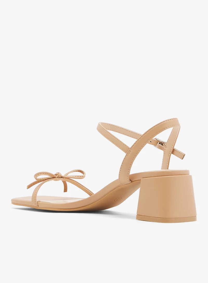 Glamorous BEIGE Low Block Heeled Sandals for Women | Best Price UAE